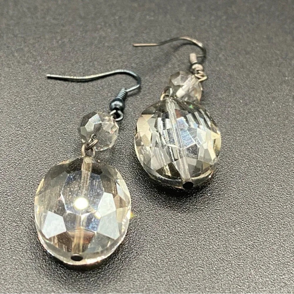 Glass Stone Drop Earrings - Picture 3 of 7